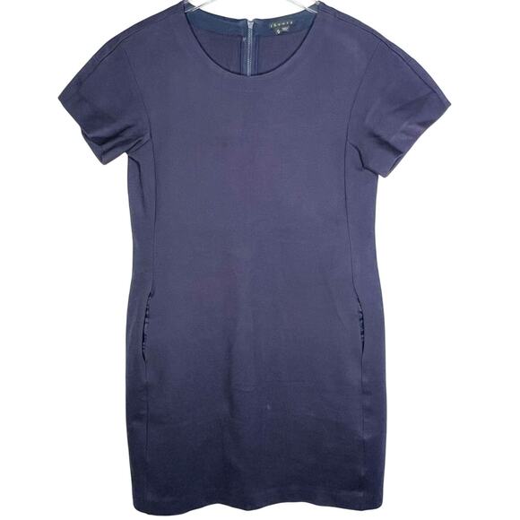 Theory Navy Blue Adiany Pocket Shift Mini Dress Size M - Picture 1 of 6